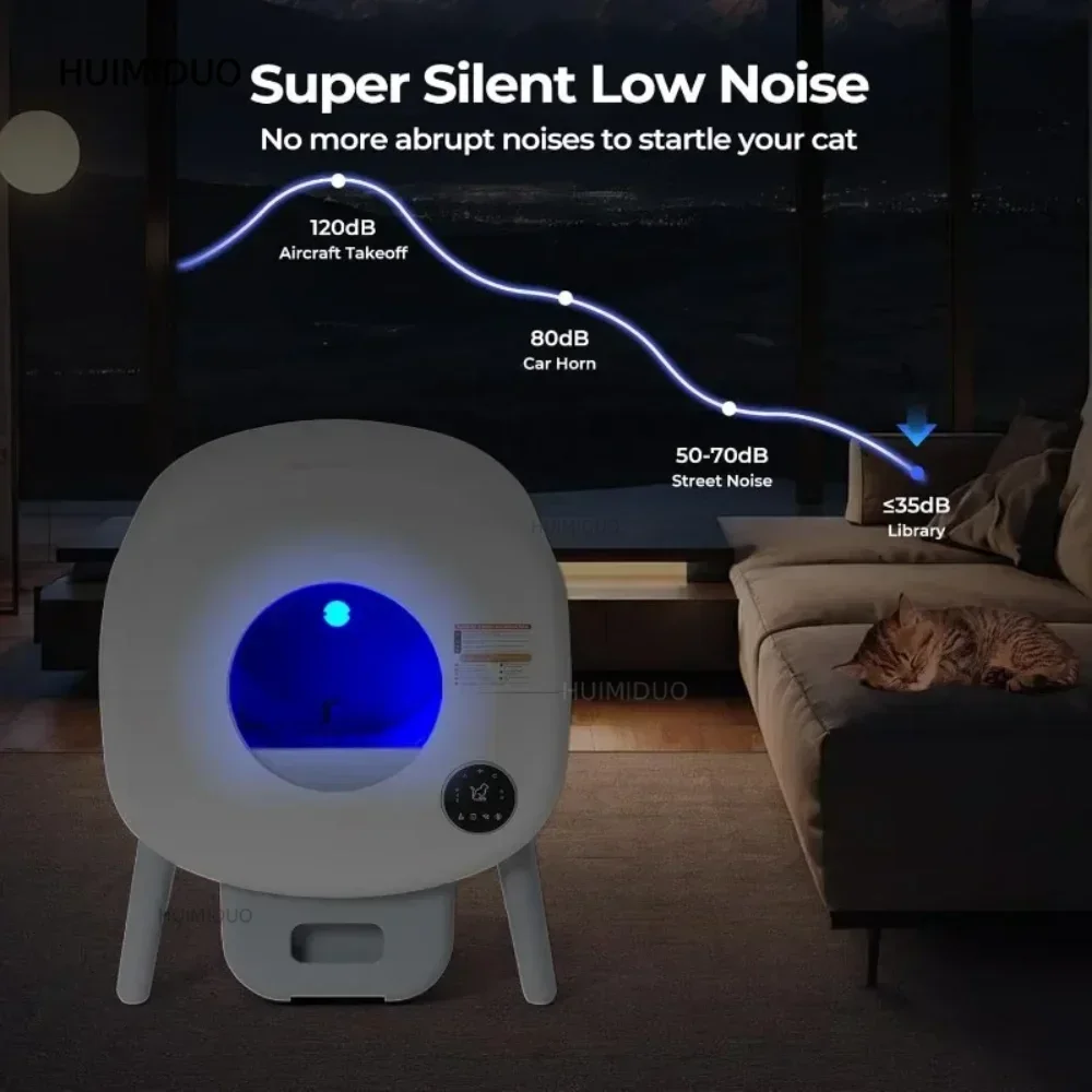 Self Cleaning Cat Litter Box: Extra Large Automatic Litter Box for Multiple Cats, Odor-Free, App-Controlled, Ambient Light Waste