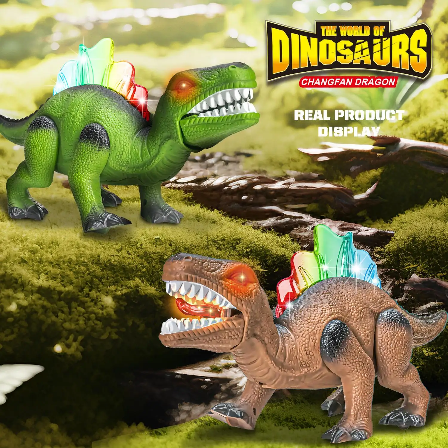 Brinquedo de Dinossauro Elétrico, Dinossauro Realista com Som de Rugido, Movimento de Caminhada e Luzes LED, Brinquedo Educativo e Divertido para Crianças