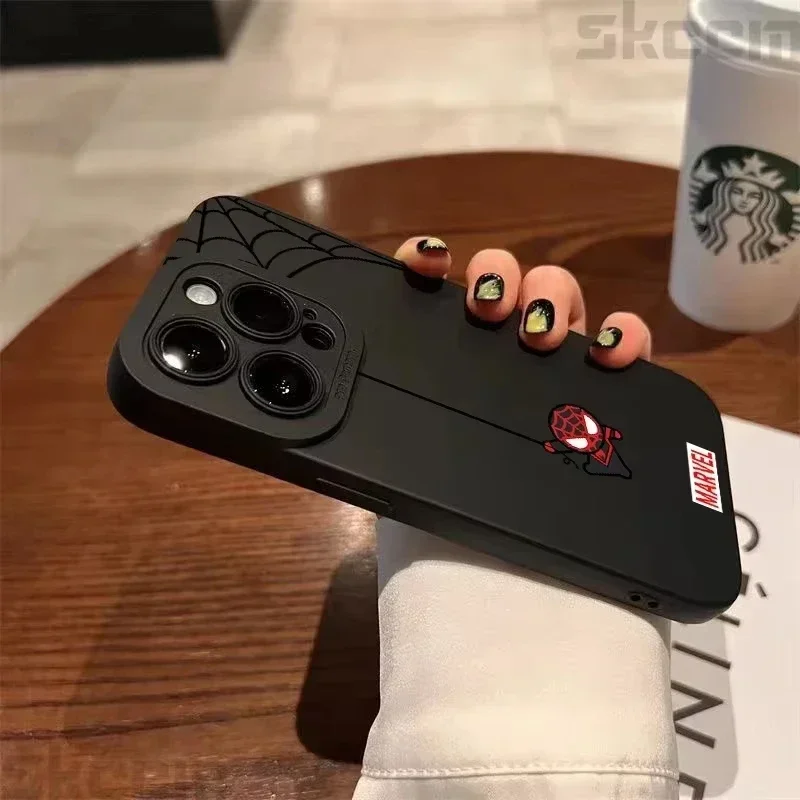 Marvel Cartoon Spiderman Phone Case For iPhone 16 15 Cases iPhone 14 13 12 11 Pro Max XS Max XR X 7 8 Plus Soft Silicone Cove - náhled 4