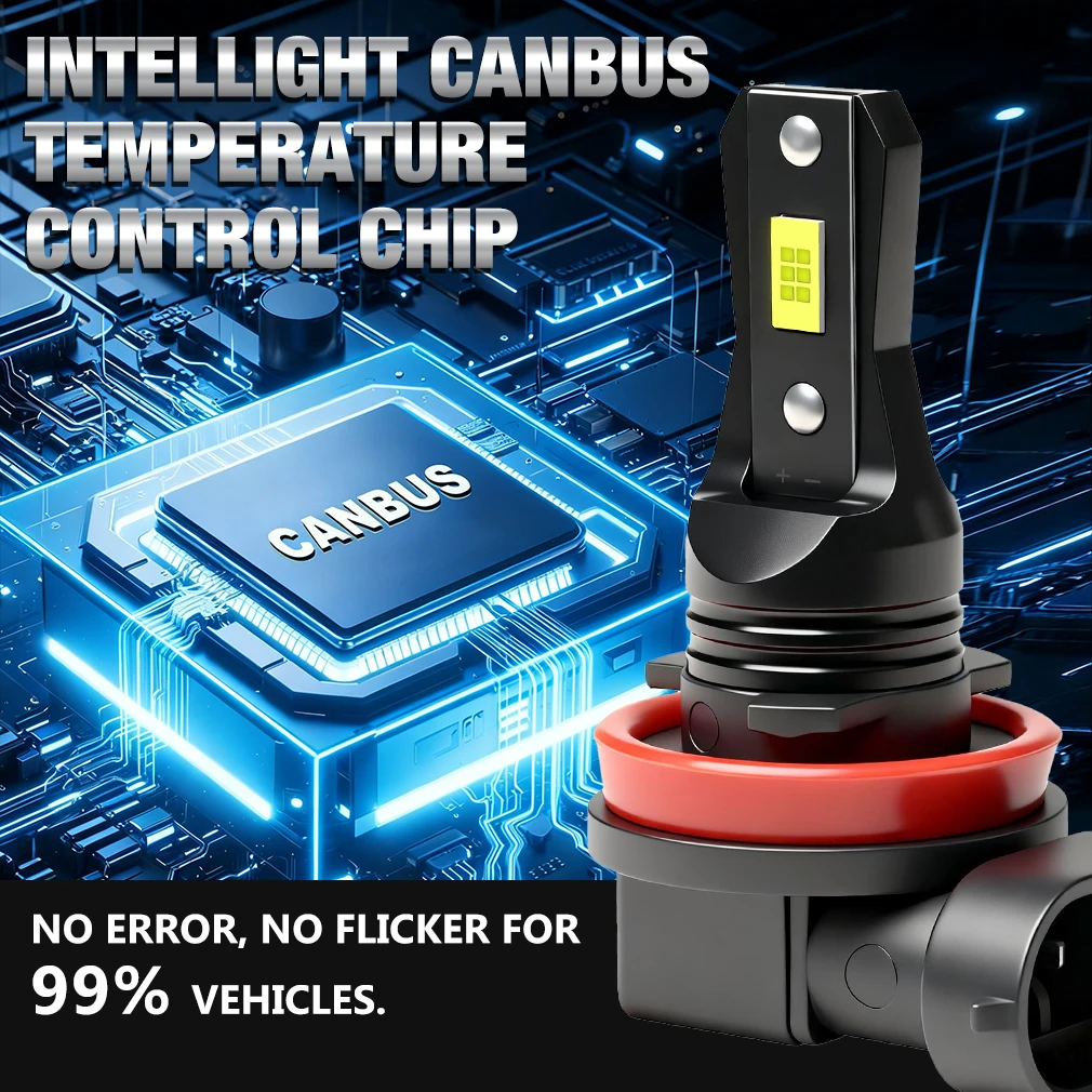 S&D H8 H11 LED Canbus 9005 9006 Fog Light Bulbs 60W 20000LM Wireless CSP LED Headlight Auto Lamp for Car Driving 6000K White