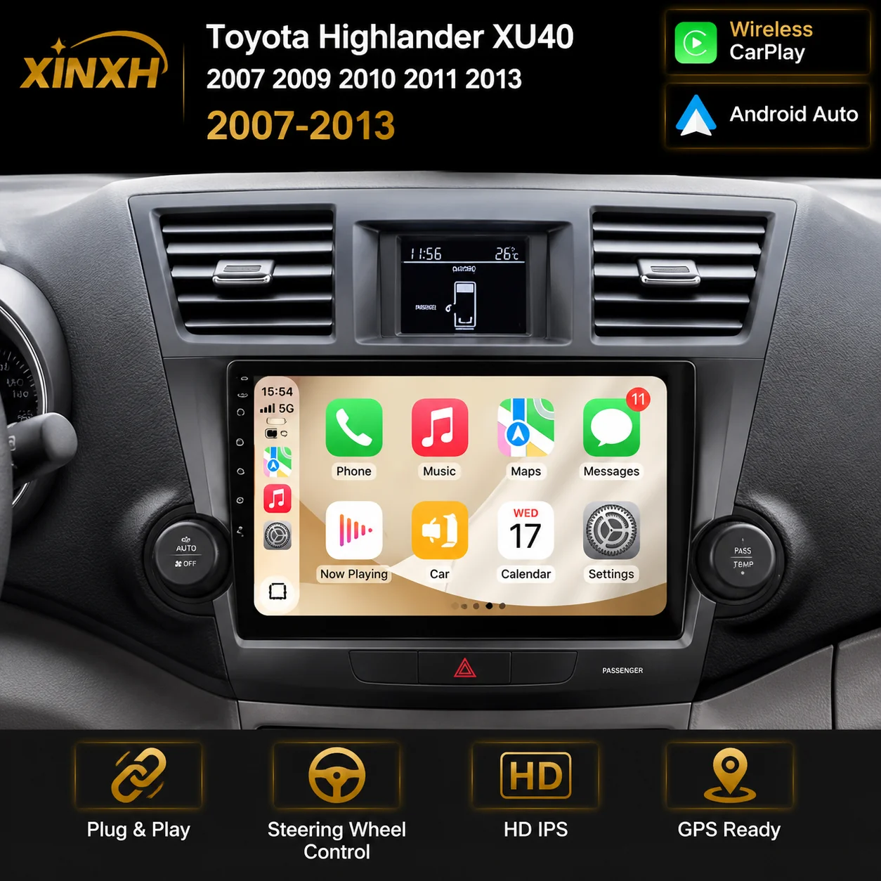 Car Stereo Radio For Toyota Highlander XU40 2007 2009 2010 2011 2013 Carplay Android Auto Car Multimedia DSP 2 DIN Autoradio