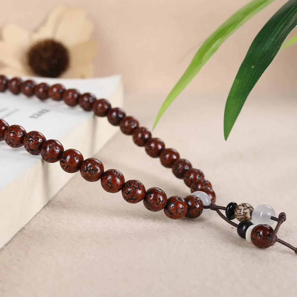 Natural Weathered Old Material Rudraksha Bracelet Machine Polished Patina Toothless Rudraksha Bracelet Unisex Jewelry Gifts