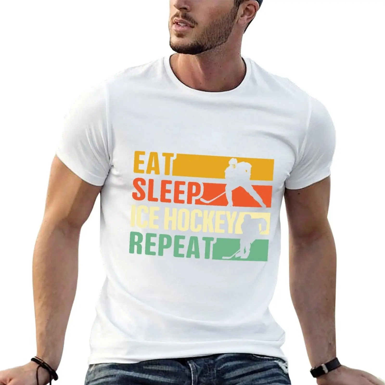 

Eat Sleep Ice Hockey Repeat T-Shirt t shirts with prints cotton t shirts high quality t shirt man designer T-shirt