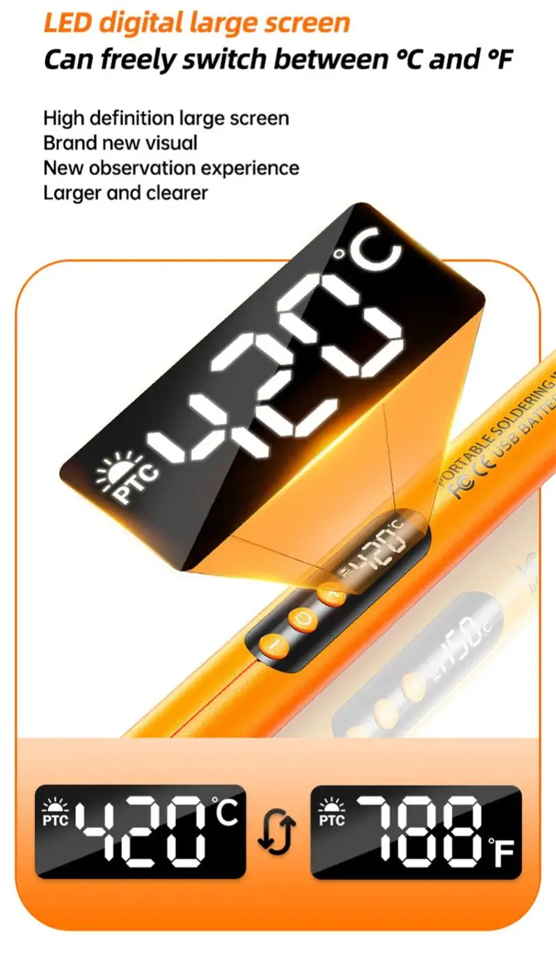 USB Wireless  Digital Electric Soldering Iron Kit  Cordless Adjustable Temperature 300-450℃ Smart Welding Solder Tool