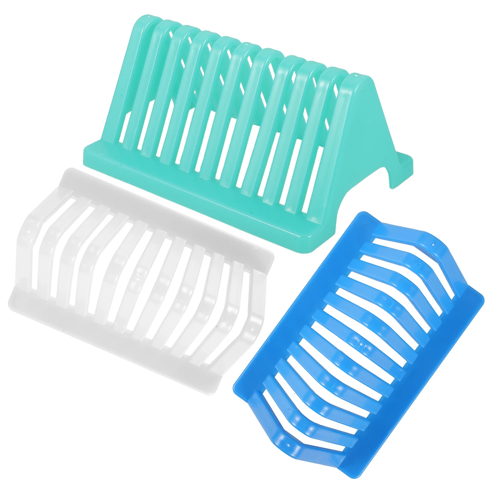 

3 Pcs Triangle Drain Rack Plastic Microscope Slides Holder Staining for Laboratory