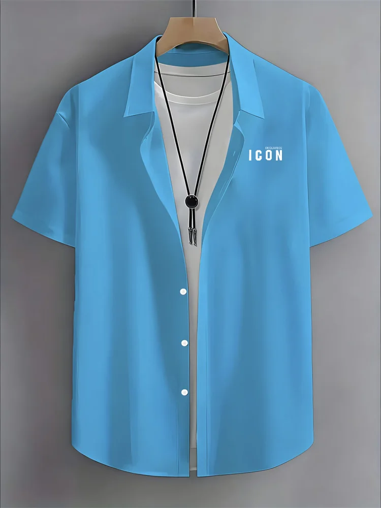 

Youth casual short sleeved shirt solid color loose casual breathable shirt lightweight street wear men's button top