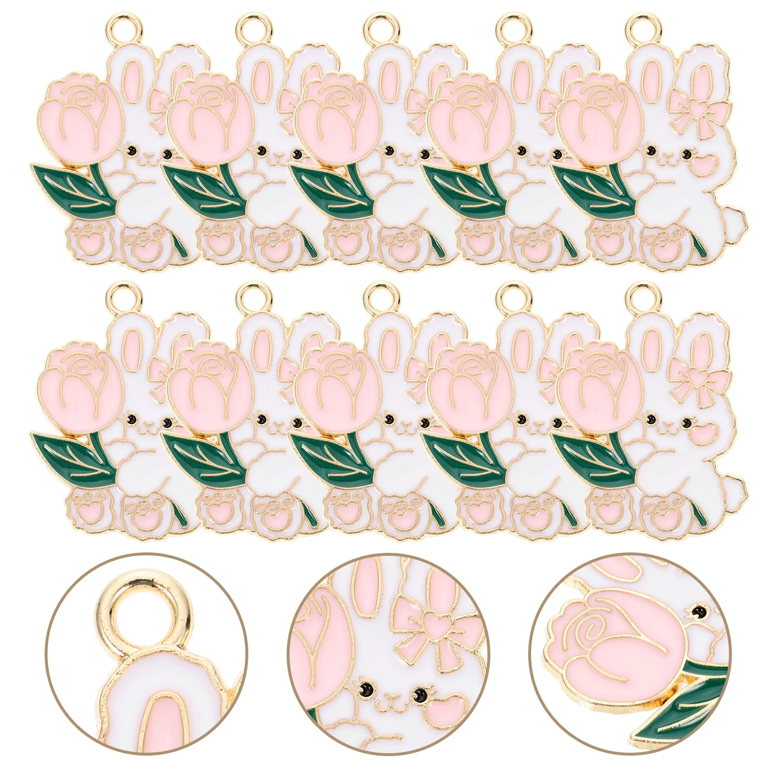 

10Pcs Alloy Rabbit Charm Pendants Cute Cartoon Bunny Keychain Accessories for DIY Bracelet Necklace Jewelry Making Supplies