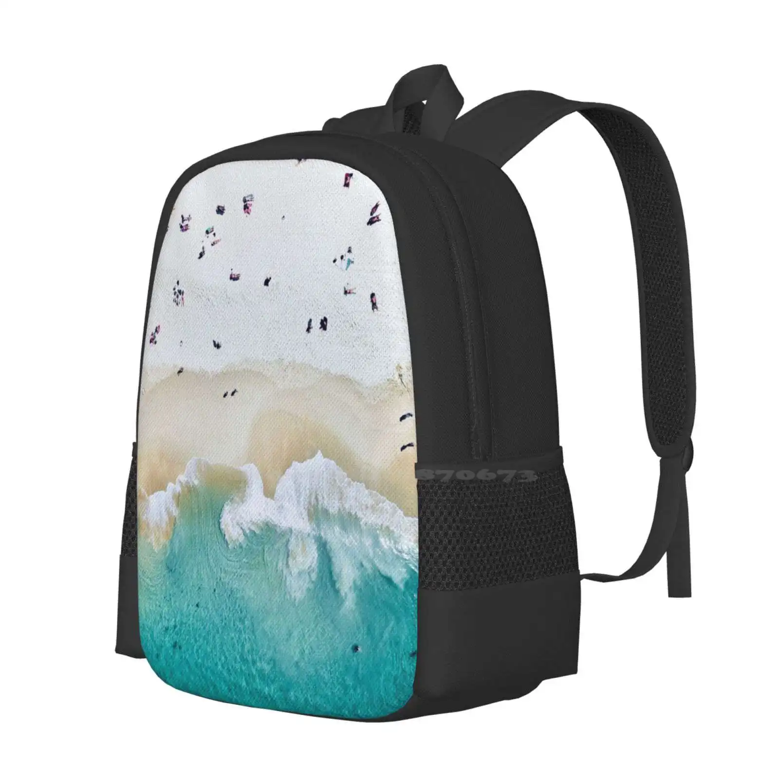 Summer Vibes 3D Print Design Backpack Student Bag Sandy Beach Summer Vibes Beach Life Waves Surfing Surfer Bondi Beach