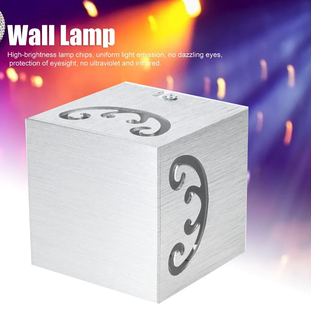 Innovative 3W Wall Lamp Aluminum Square Shape Decorative Light 85-265V 7 Colors Projection Light Hotel