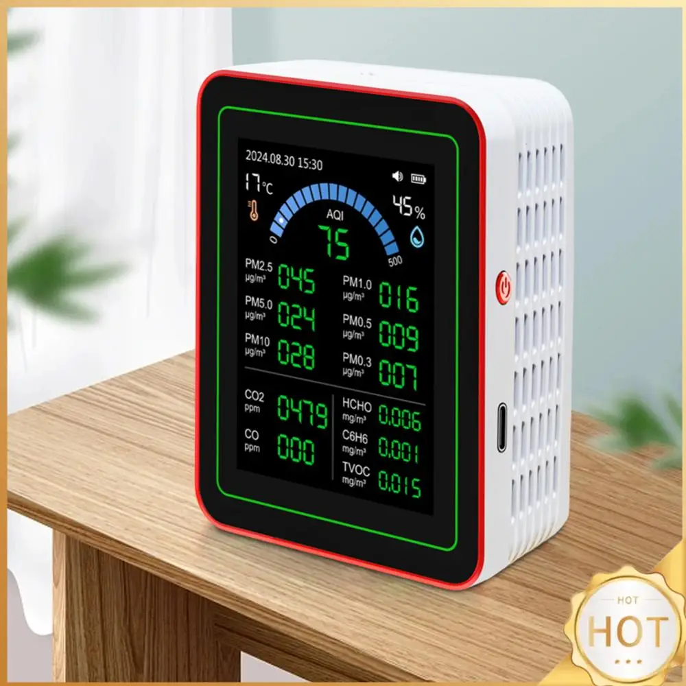 

Портативный тестер качества воздуха 18-в-1 с датчиками для определения CO2, PM2.5/PM10, HCHO, TVOC, с TFT-дисплеем, для дома, офиса, школы