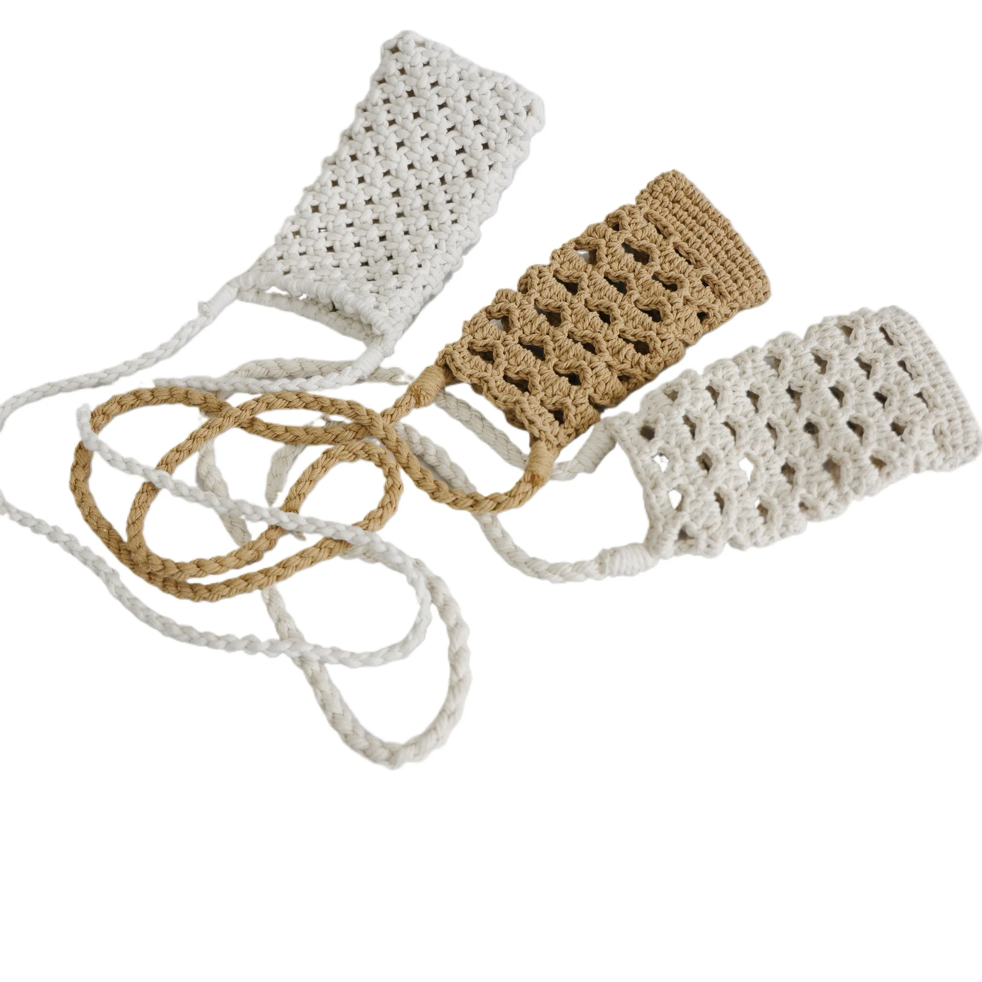 Hand-Woven Mobile Phone Bag Summer Small Bag mini Messenger Holiday Women's Bag Various Combinations Cotton Rope Bag Net Pocket