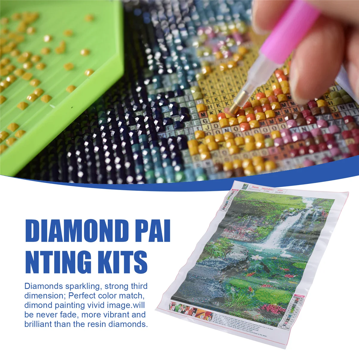 A71Z Wasserfall Landschaft Fisch DIY Diamant Stickerei Landschaft Voller Strass Wohnkultur