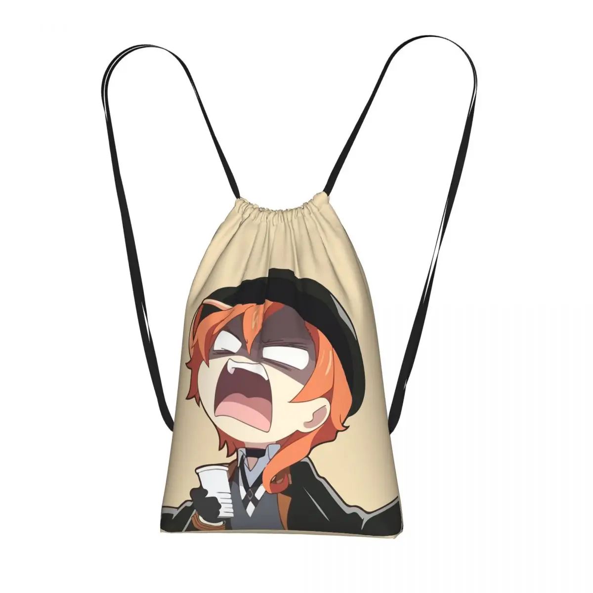 Chuya Nakahara Bungo Stray Dogs Anime Drawstring Backpack hiking cycling Bag Portable Travel Drawstring Bag for Men Women