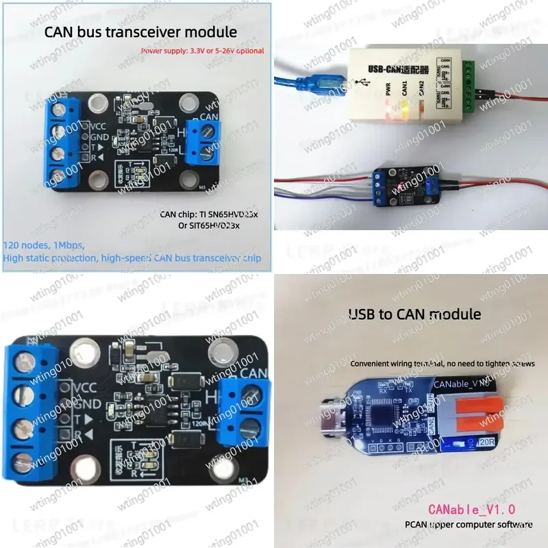 for CAN Bus Interface Adapter USB to CAN Controller Board with Selectable 3.3V or 5-30V Power Supply for Automotive