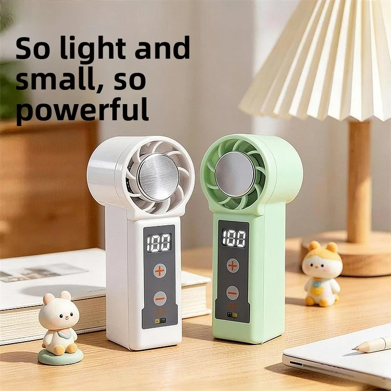 New Pocket Mini Fan Portable Digital Display Cooling High-Speed Turbo Handheld Ice-Breeze Fan