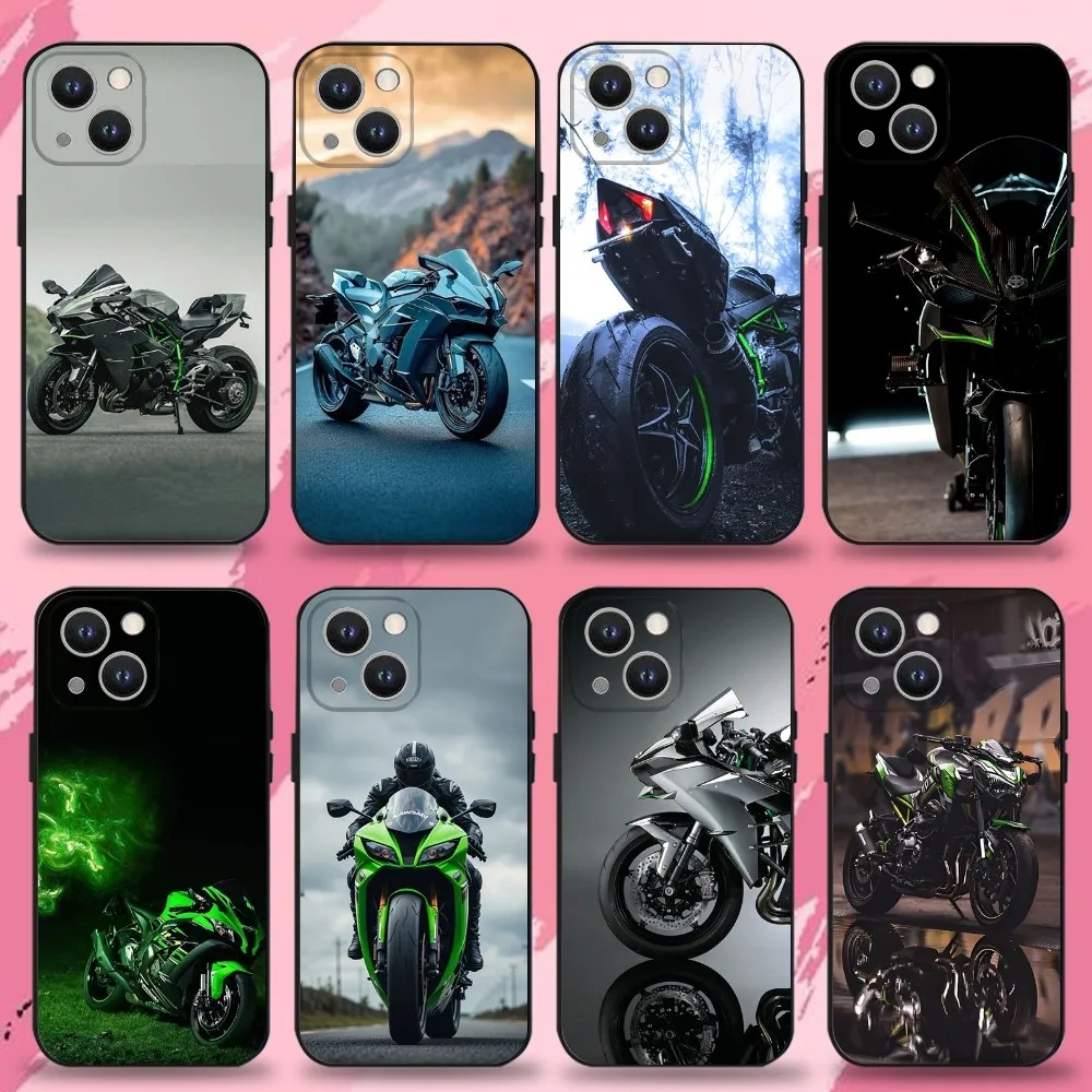 

Car Bike K-Kawasakis Phone Case For iPhone 16,15,14,13,12,11 Plus,Pro Max,XS,X,XR,SE,Mini,8,7,Soft Silicone Black Cover