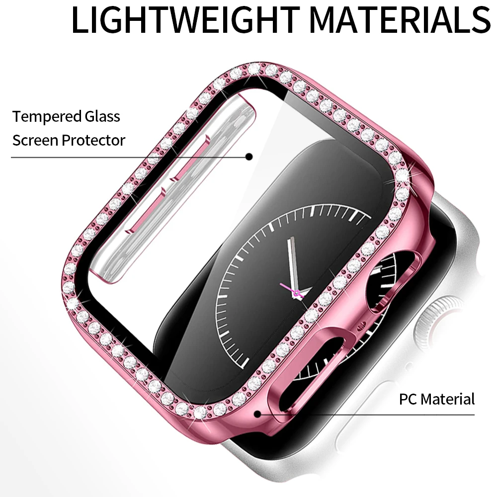 Apple Watch Case Series7 6 SE 5 4 3 2 iWatch Case Accessor 45mm 41mm 44mm 40mm 42mm 38mm Protector zderzak PC diamentowy zegarek Apple