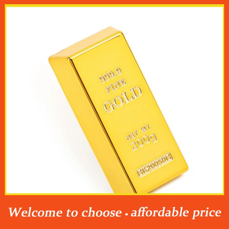 PI 1pc Plastic Fake Gold Bullion Simulated Golden Brick Fake Glittering Gold Bar Paperweight Door Stop Movie Prop Novelty Gift