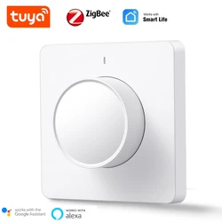 Tuya Casa Inteligente Zigbee Rotary Interruptor Dimmer, Escurecimento Painel, Interruptor de Parede Inteligente, Precisa Hub APP, Controle de Voz, Alexa, Google Home