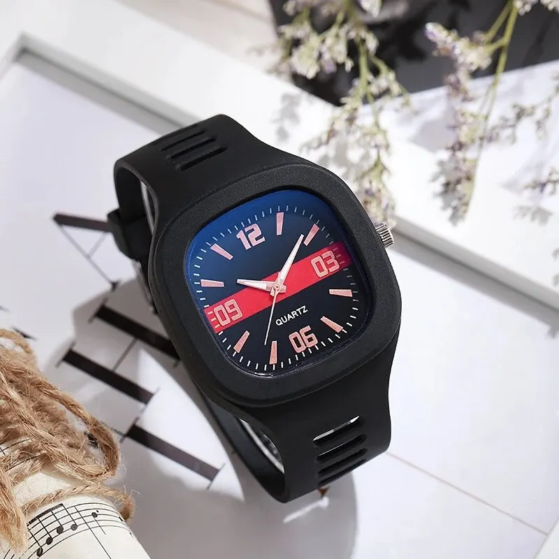 Fashion Studant Black Band Sport Quartz Watches Men Women Square Wirstwatch Casual Watch Couples Jewelry Gifts Reloj Hombre