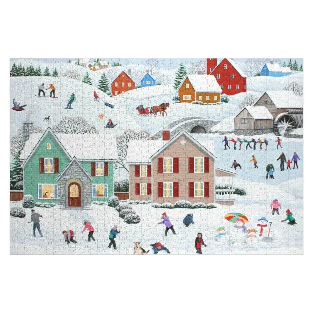 Nome de madeira personalizado Jigsaw Puzzle para adultos e crianças, uma vez depois de um inverno, foto, personalizado, presente