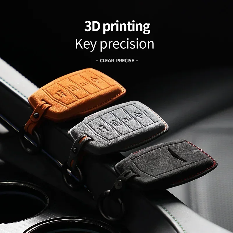 

For Hyundai 2020 Genesis G70 G80 EQ900 G90 Suede Remote Car Key Case Holder Shell Keychain for Hyundai Genesis Car Key Fob