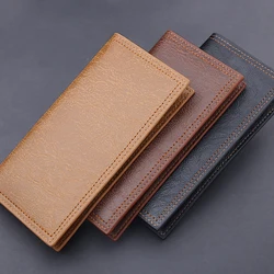 Classic Men'S Wallet Long Oil Wax Leather Long Wallets Gift Vintage Card Simple Storage Big Money Clip ID Bag Card Holder
