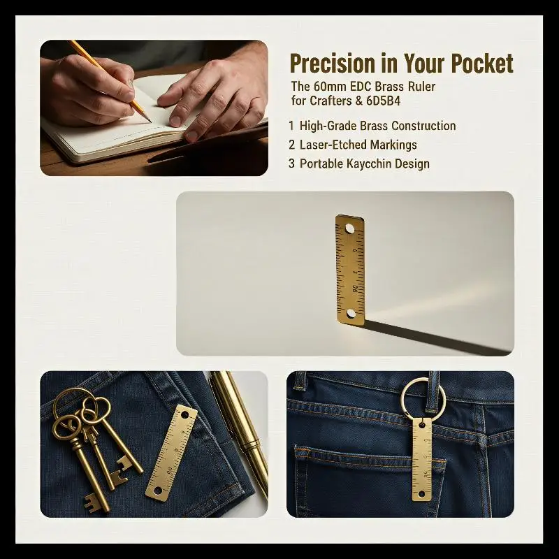 Durable Metal Straight Ruler Keychain 6CM Portable Pocket Measuring Tool for Kids Students School Home Use