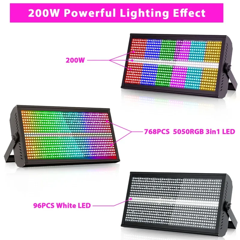 U'King 4 قطعة 200 واط LED RGBW 48 + 8-قطاع ستروب أضواء DMX512 غسل المرحلة ضوء Uplight أضواء DJ للحزب ديسكو الزفاف بار KTV