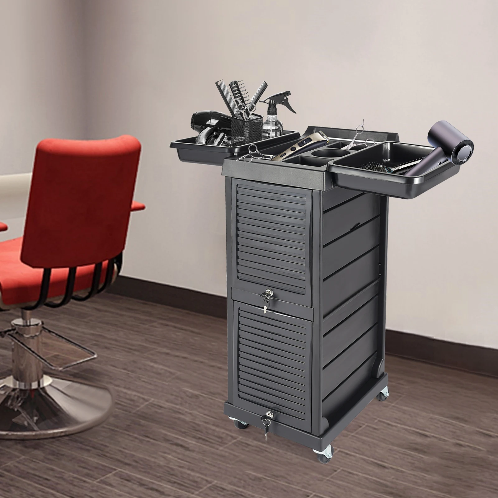 7 Tiers Rolling Trolley Cart Beauty Barber Cart Barber Organizer Salon Trolley with Multi-function Top 50*45*80cm