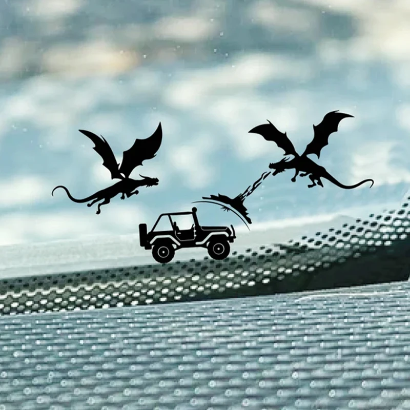 Dragon Flame Hidden for Car Stickers Waterproof for Rearview Mirror Windows Animal Decoration Vinyl Decals Funny Auto Accessorie