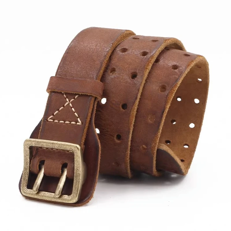 Cintura da uomo con fibbia a doppio ago originale fatta a mano, fatta ad acqua, vecchia cintura di Jeans Macho, cintura tattica dell\'esercito y2k in