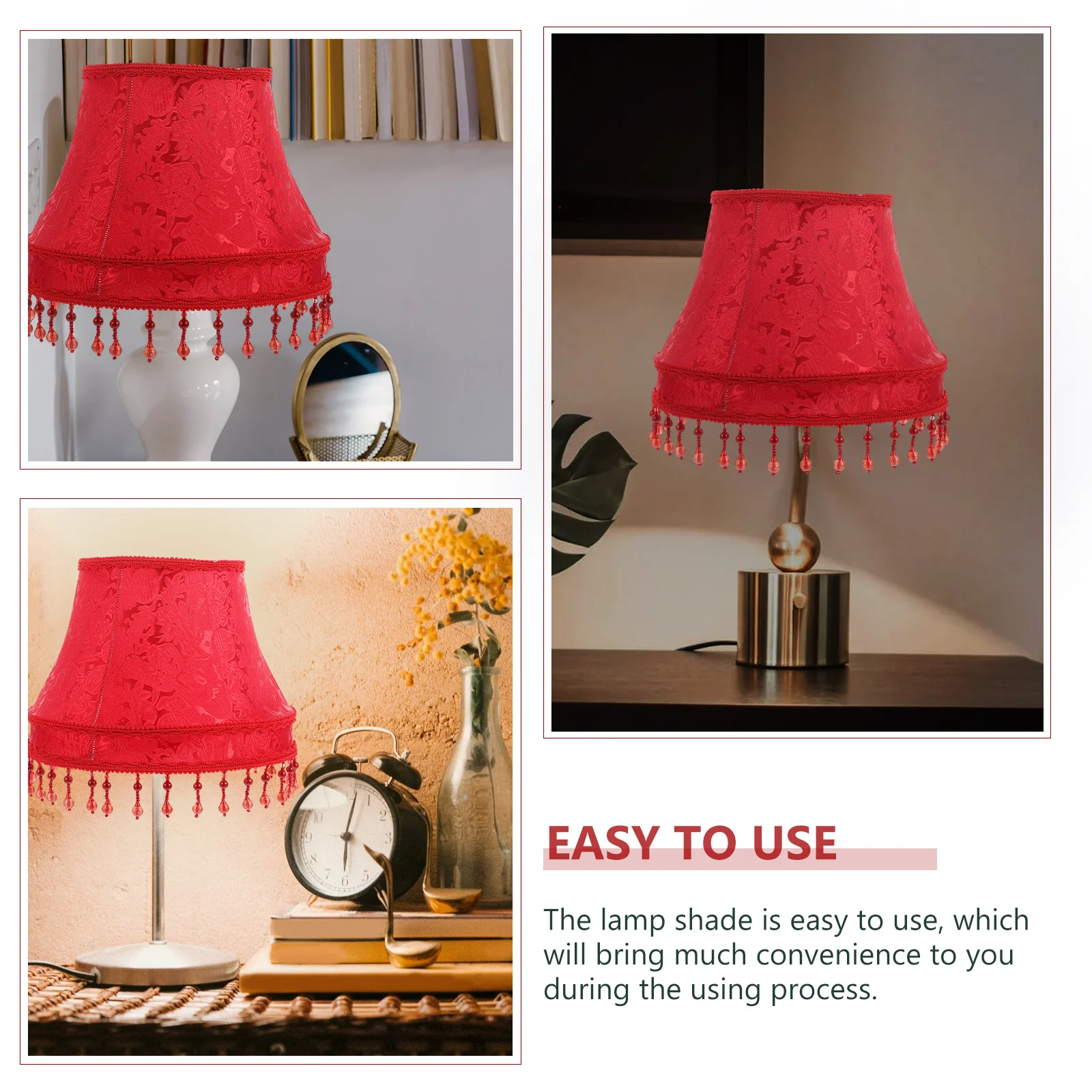 

1Pcs Vintage Cloth Lampshade European Style Retro Hanging Beads Light Cover Decorative Lamp Shade for Home Decor