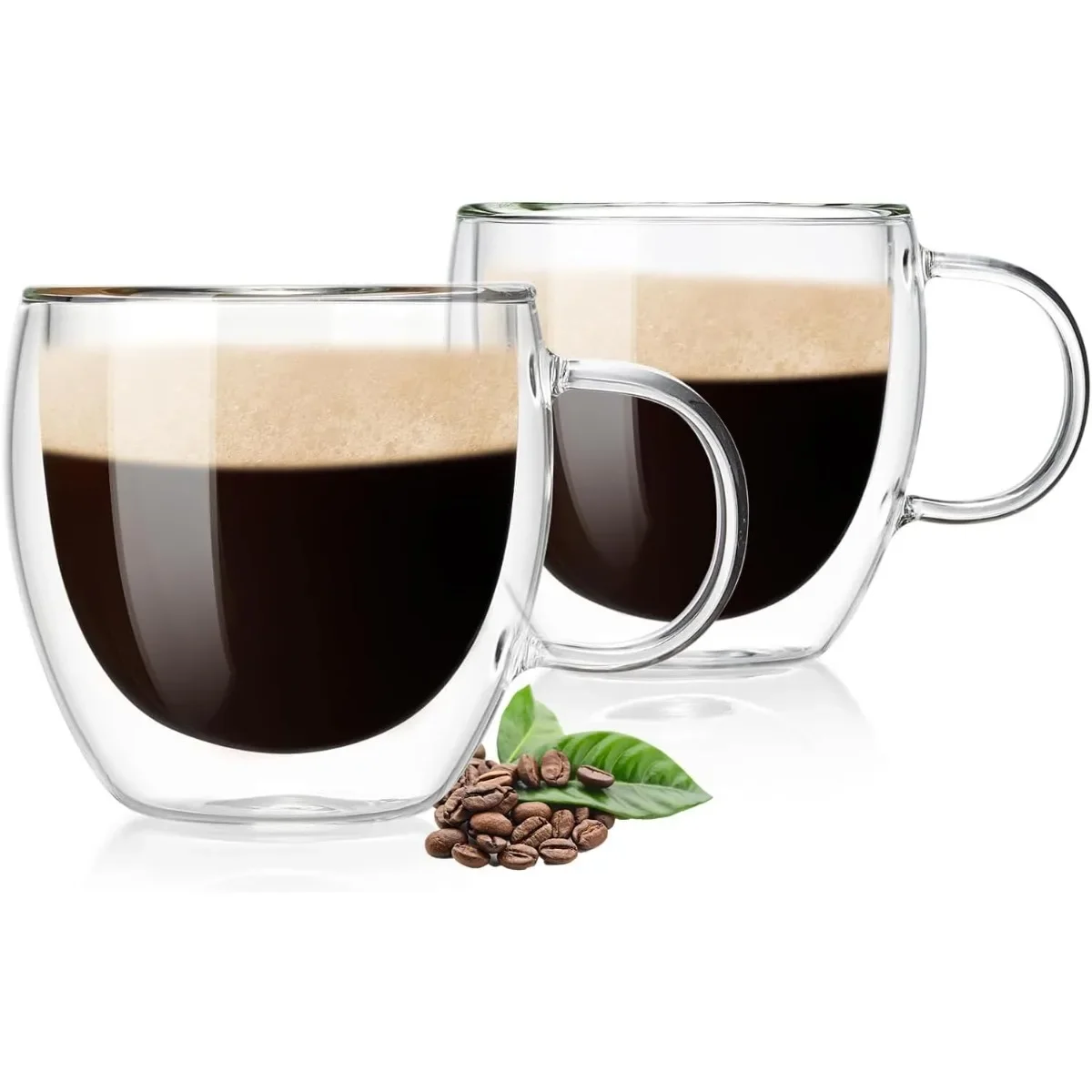 250 ml doppelwandige Kaffeetasse aus transparentem Glas mit Griff, doppelschichtige Wärmeisolierung, Hochtemperatur-Saft-Milchbecher