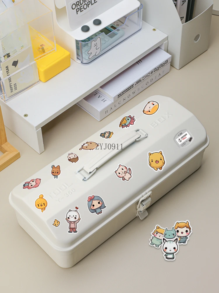 Cassetta degli attrezzi bianca per la casa, scatola di ferro, riparazione hardware per auto portatile