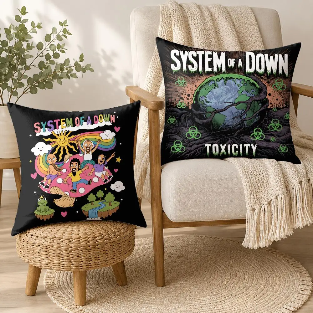 System Of A Down Rock Band Cool Cushion Cover Square Decorative Throw Pillow 40x40cm For Sofa Bedroom Living Room Home Decor