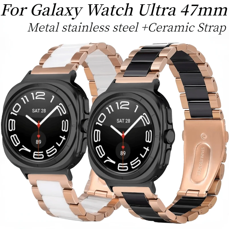 

Ремешок металлический и керамический для Samsung Galaxy Watch Ultra 47 мм, Воздухопроницаемый браслет для Samsung Galaxy Watch Ultra 47 мм