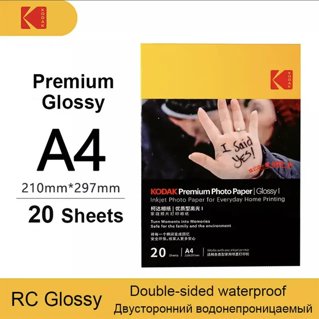 5/6/7 Inch High Gloss Photo Paper Genuine Kodak 3R/4R/5RA4 Printer Color Photo 20-100 Sheets Inkjet Printing For Epson/HP Printe