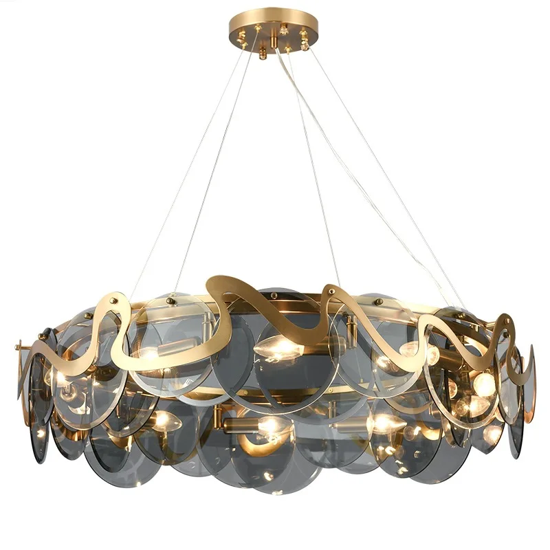 

Postmodern Living Room Art Chandelier Light Luxury Simple Glass Dining Room Bedroom Study Room E14 Chandelier Lamps, AC:110-220V