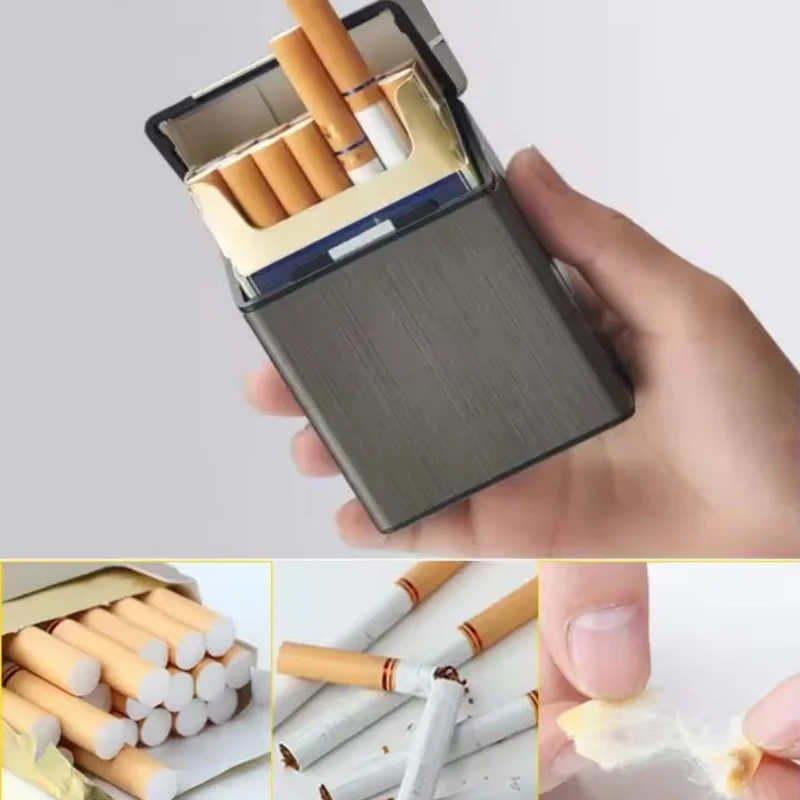 Kotak Rokok Aluminium Ramping Portabel Kotak Tempat Tembakau Cerutu Plastik Ukuran King Biasa Wadah Penyimpanan Aksesori Merokok