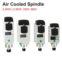 CNC Air Cooled Square Spindle Motor 2.2KW 3.5KW ER20 ER25 Chuck Milling Motor 4 Bearing Engraving Woodworking Cutting Machine