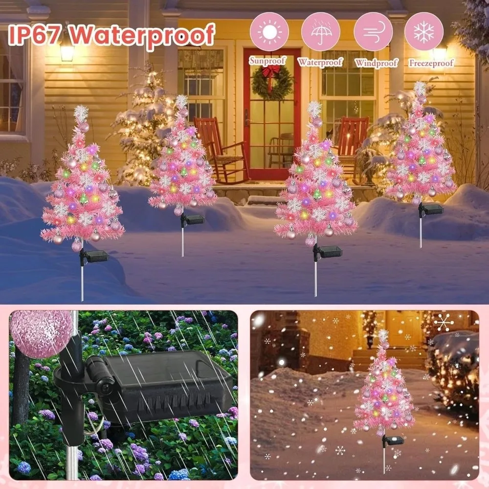 Realistic Solar Christmas Tree Lights Waterproof Cordless Landscape Lawn Lamp Creative Ground Mounted