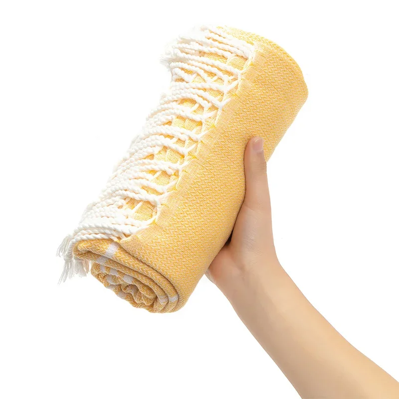 Quick Drying Beach Towel Absorbent Fringe Polyester Cotton 21 Thread Striped Türkiye Bath Towel Soft And Comfortable Suitable