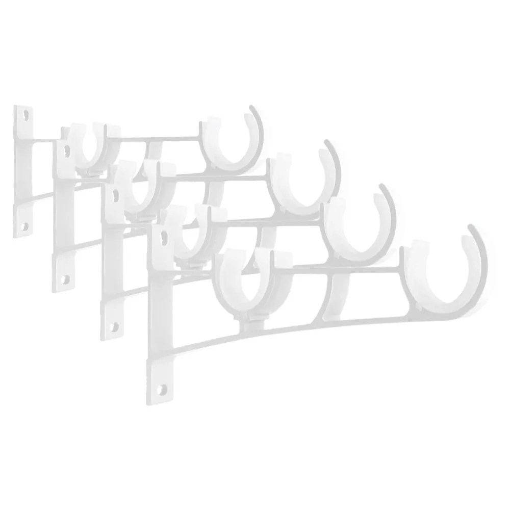 

4pcs Curtain Double Rod Bracket Iron Wall Mount For Roman Curtains Rods Black Heavy Duty Support Holder Window Treatment