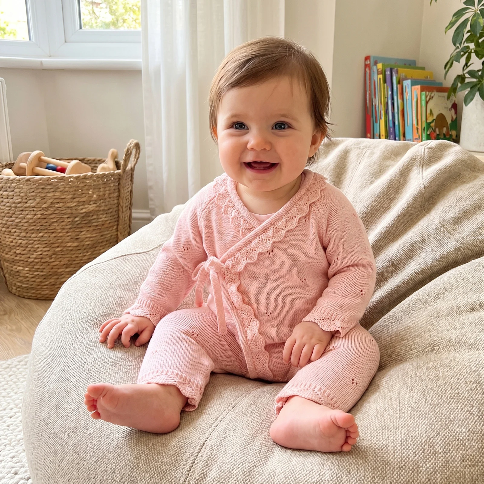 Scallop Knit Baby Romper 3