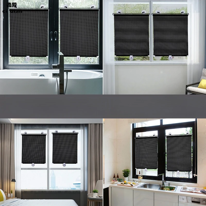 Suction Cup Roller Blinds Sunshade Car Bedroom Kitchen Balconies Sun-shading Nail-free Blackout Blind Window Shades for Home