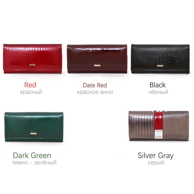 Free Gift Women Wallet Golden Logo Magnetic Snap Leather Female Long Clutch Ladies Fashion Zipper Purse Crocodile Money Bags