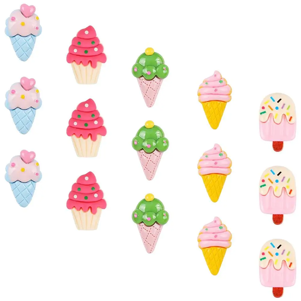 

15 Pcs Ice Cream Shaped Thumbtacks Resin Small Desk Accessories Materials Map Supplies Push Pin Travel Party Compact