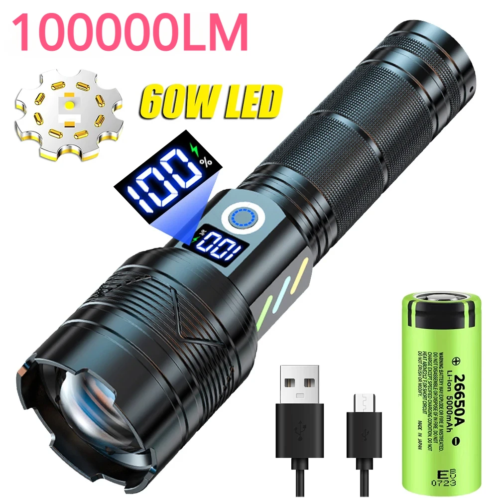 

Strong Light Flashlight Ultra-long Lep Flashlight Usb Charging Emergency Outdoor Telescopic Zoom Super Bright Torch