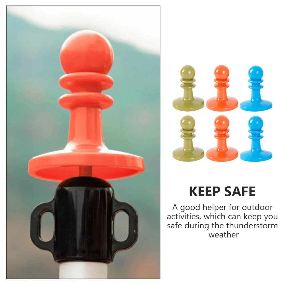 

6 Pcs Tent Support Pole Protective Cap Thunder Proof Safety Anti-thunder Hat Tpu Scope Supply